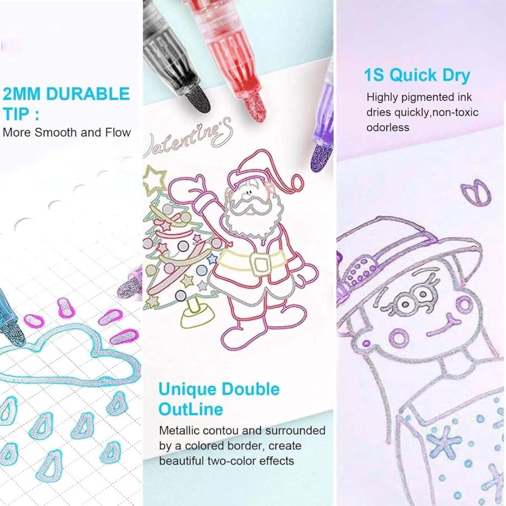 Datumdeem Outliner Pen & Coloring Lightstick – Double-Line Graffiti Pen for Drawing, Cards & Crafts