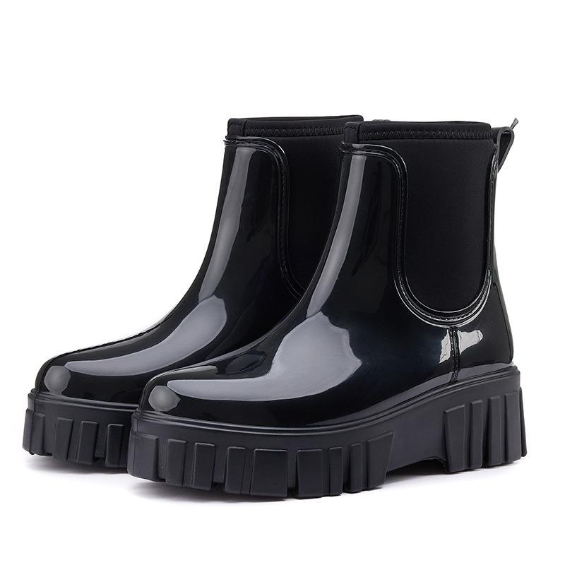 Platform rain shoes women's new candy-colored fashion outer wear waterproof and non-slip short overshoes new fashionable rain boots