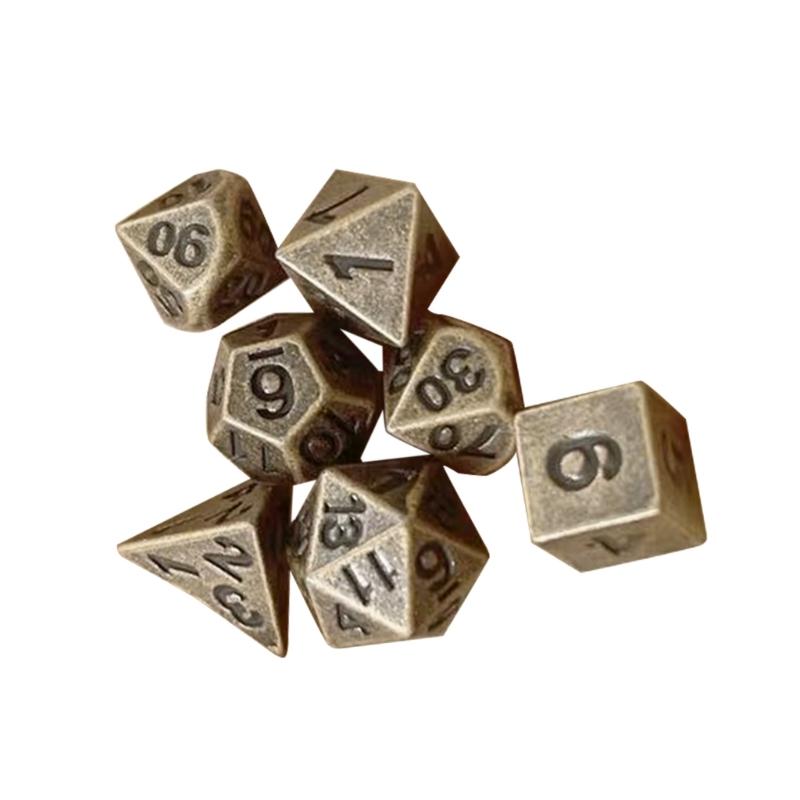 Mini kovové mnohostěnné kostky Vintage Malá velikost Vícestranné herní kostky Přenosné stolní kostky pro RPG