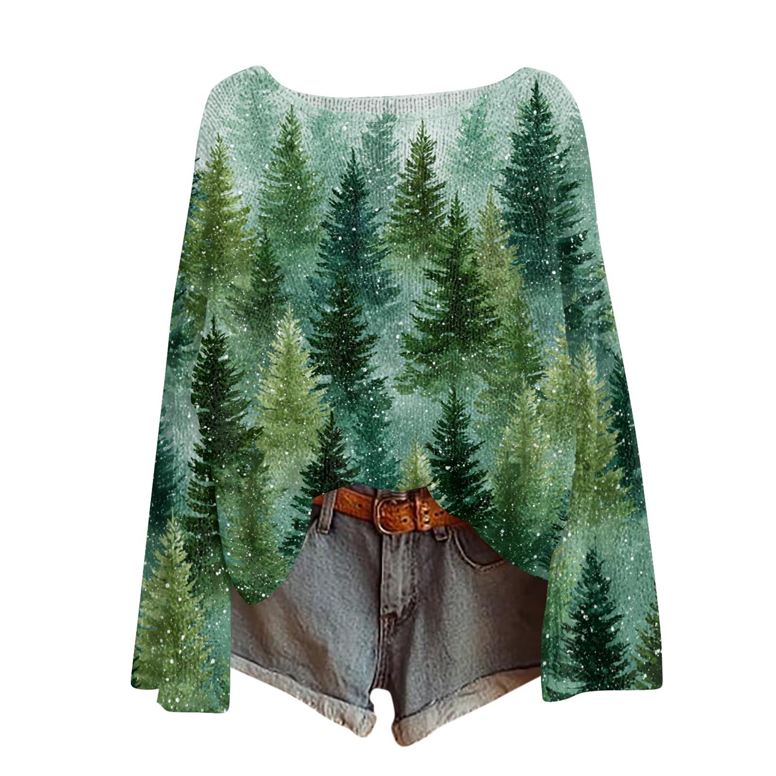 

Женские осенние свитера с длинным рукавом, топы с принтом, пуловеры, свободная нарядная повседневная базовая одежда L армия зеленый