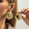 Orecchini a Bottone a Forma di Cuore Metallici Lucidi Lava Liquida da Donna, Orecchini Geometrici a Pieghe Irregolari