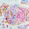 4 Pcs 3D Crystal Glow Stickers - Mix Sanrio Capybara Kuromi Decals Ideal for DIY Handbook Journal & Decor Gifts