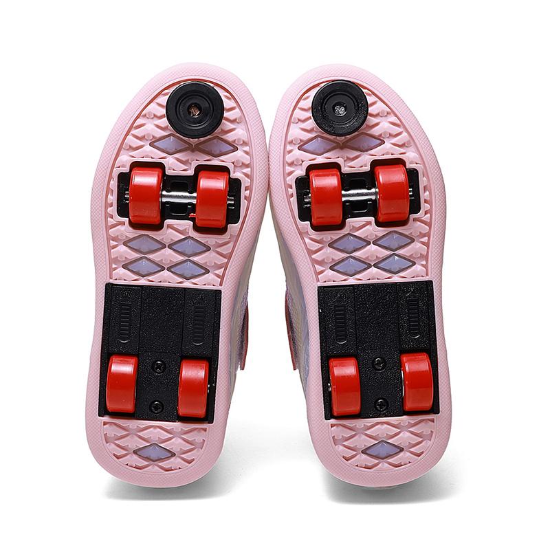 Kid's Luminous Sneakers Led Light Shoes Children's /Boys /Girls USB Charging Glowing Wheels Parkour Roller Skate Shoes