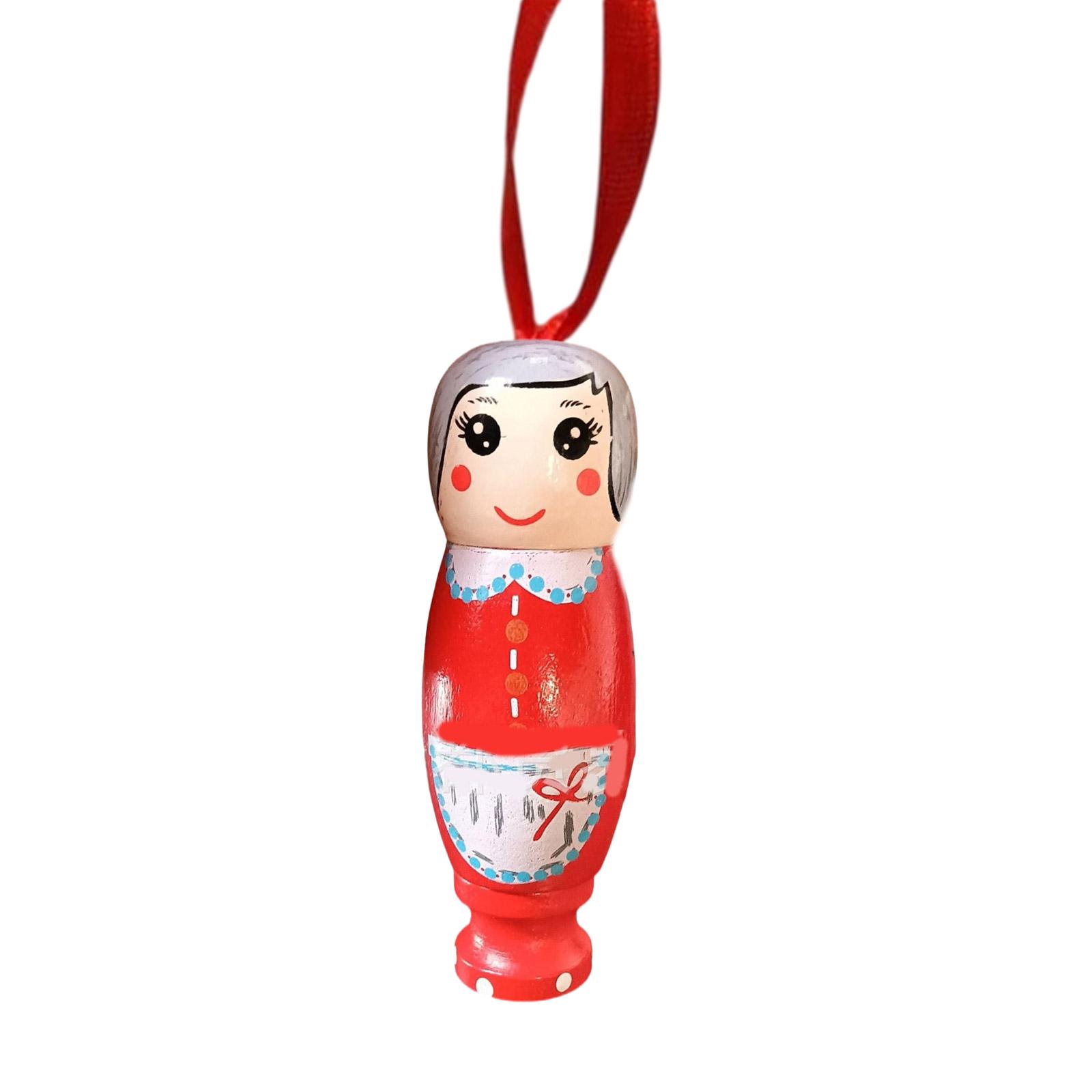 

Handmade Santa Shaped Ornament for Christmas Tree Hand Painted Wood Hanging Pendant Festival Decoration for Home 2
