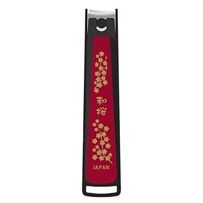 KAI Japanese Style Nail Clipper Cherry Curved Blade with Stopper Case Made In Japan Hand KE0501 (Japanese Blossom)