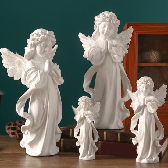 Estatua de Ángel de la Guarda Resina Figura de Ángel Pequeño Recuerdo Curación Simpatía Regalo para Estante Hogar Sala de Estar Escritorio Oficina Decoración