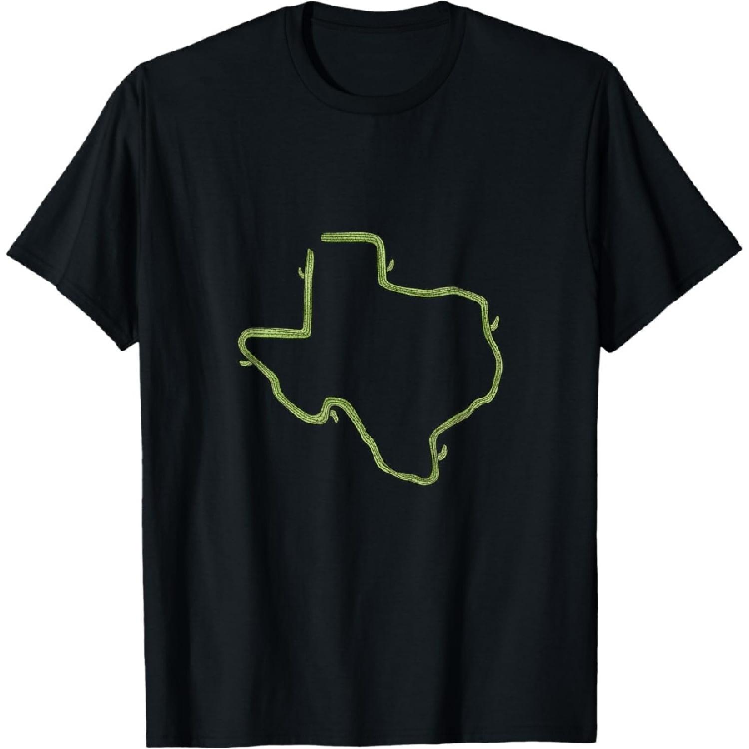 Texas Cactus Map Design for Proud Texans T-Shirt S