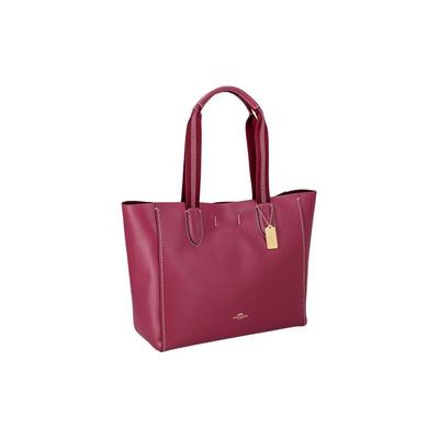 Derby 32 Solid Color Nameplate Logo Pebbled Quilted Leather Tote Bag Women Tote Bags Blush-Red 58660-IMROU