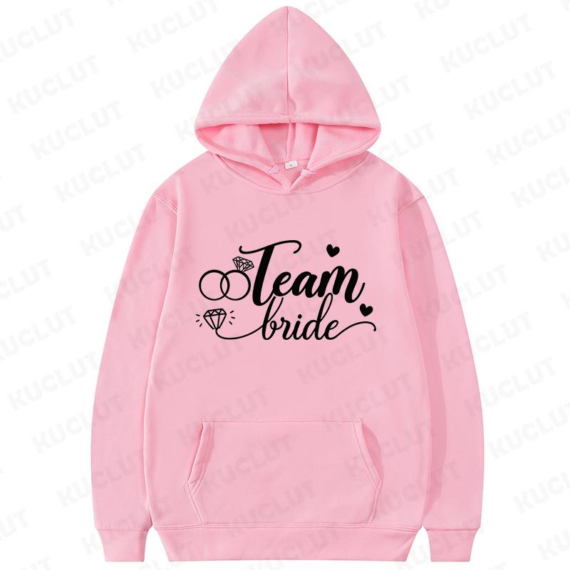 Fashion Team Bride Tribe Hoodies Women Ring Crown Print Soft Pullover Sweatshirts for Wedding Bachelorette Party Outerwears