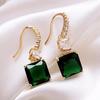 Elegant Geometric Square Emerald Earrings for Women