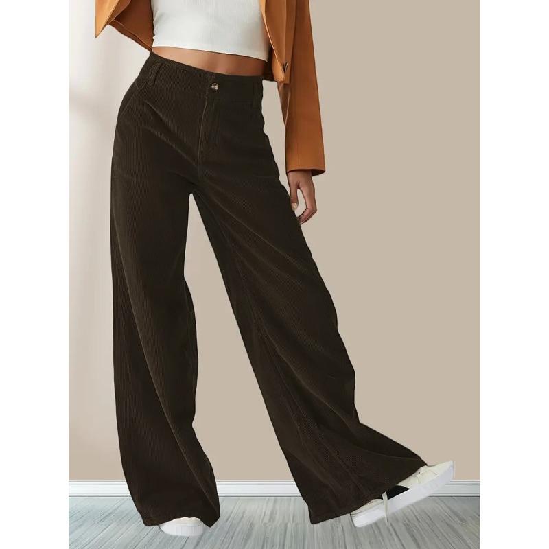QICED Women's Fashion Casual Solid Color Print Pants & Capris