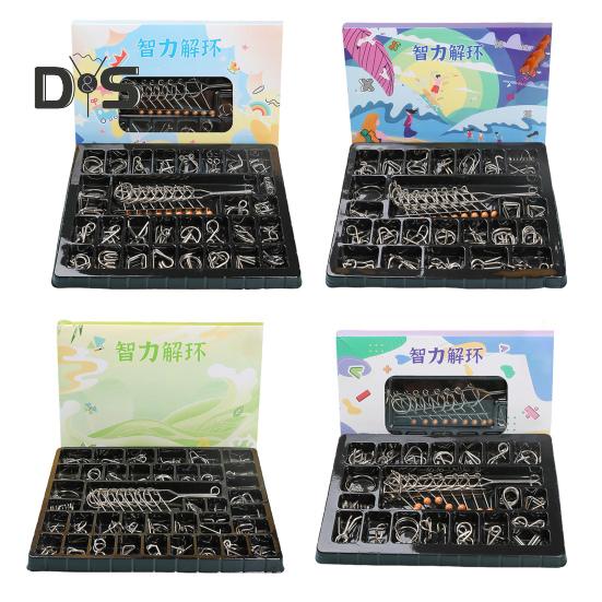 20/25/30/32/40Pcs/Set Metal Puzzle Ring Brain Teaser 3D Wire Puzzle Game Kids Adults Mind Logic IQ Test Educational Unlock Interlock Toy Toddlers