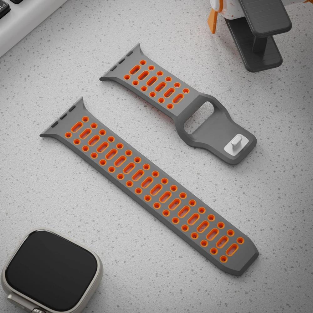 Brățară din silicon pentru Apple Watch Ultra 2 49mm 46mm 45mm 44mm 42mm Brățară bicoloră Correa Iwatch Seria 10 9 8 7 6 5 3 SE