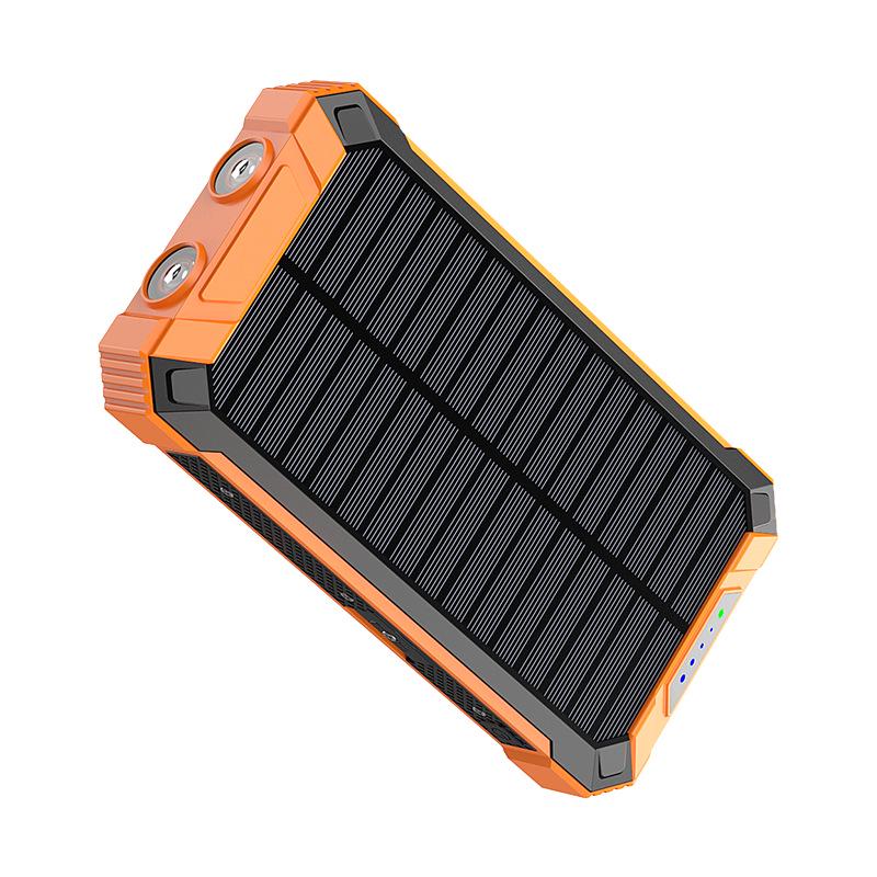 20,000mAh 5V 3A High-Power Solar Power Bank with Built-in Cables & 5W Wireless Charging