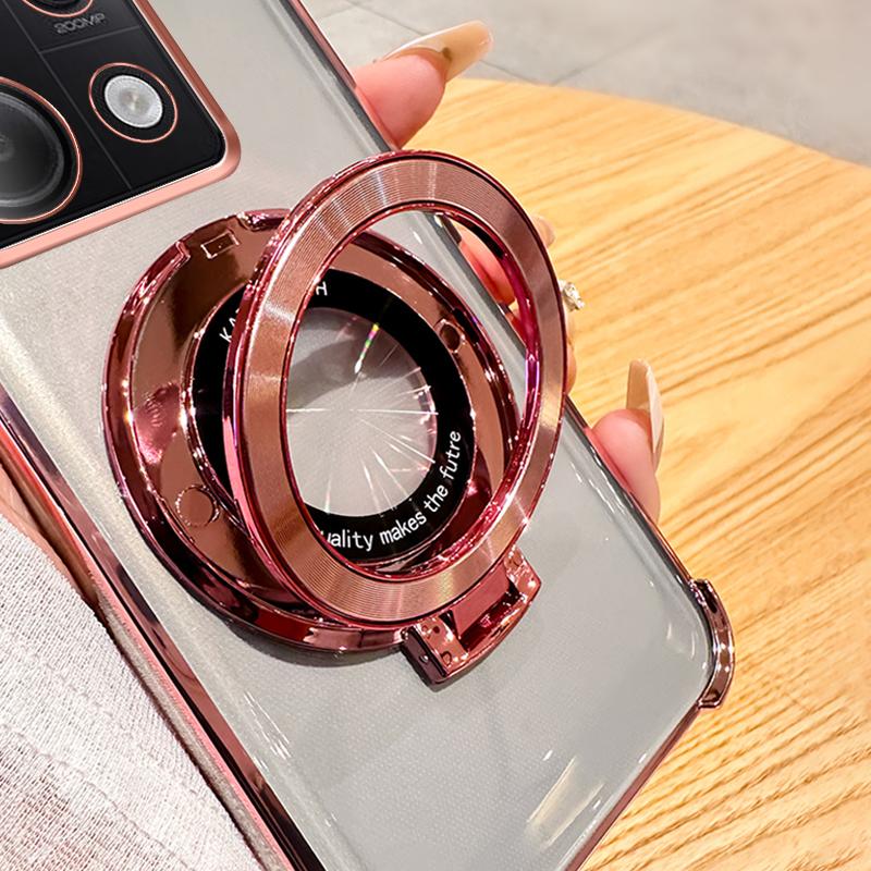 Clear Shockproof Transparent Plating Magsafe Magnetic Stand Holder Case For Xiaomi POCO X6 Pro 5G Cover