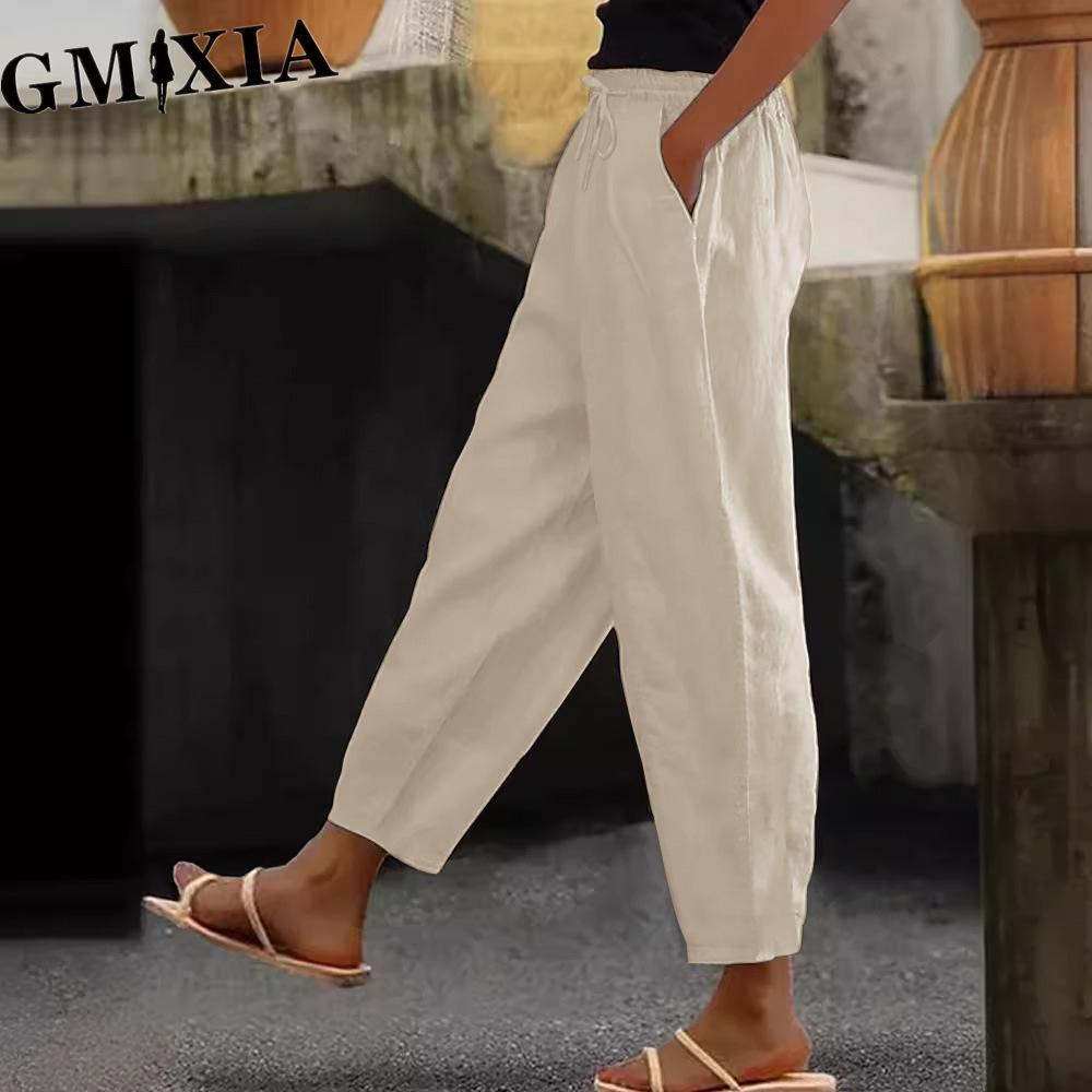GMXIA Women's Fashion Casual Solid Color Print Pants & Capris Trousers