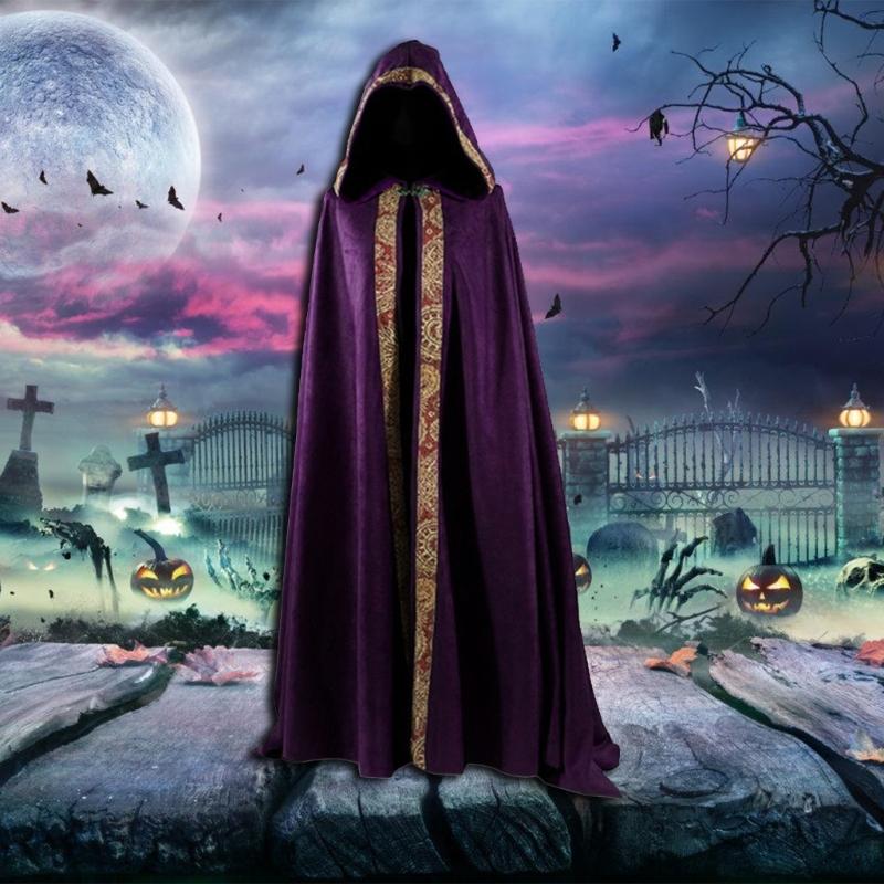 Halloween Death Cloak Loose Comfortable Hooded Death Robe Cloak Meidieval Cape Costume for Adult Cosplay Party Halloween