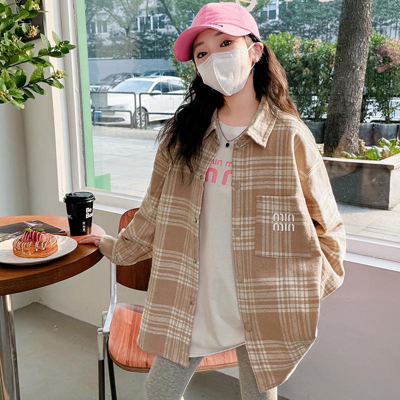 Fashionable 2025 Girls' Korean Style Long Sleeve Spring Top