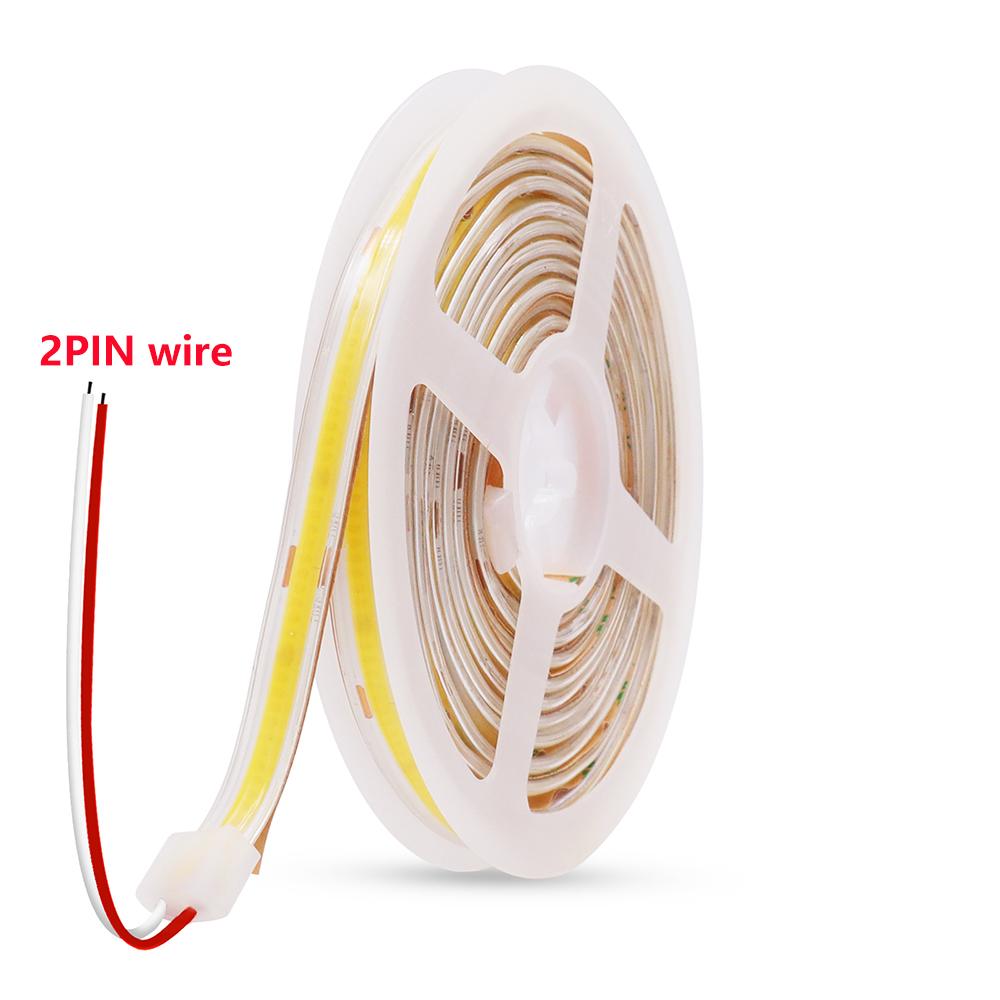 480LED/m COB LED Strip Light 12V 24V DC Plug/2Pin Wire Hight Bright Waterproof Flexible Tape Warm Natural White 5M10M 20M 0.5M