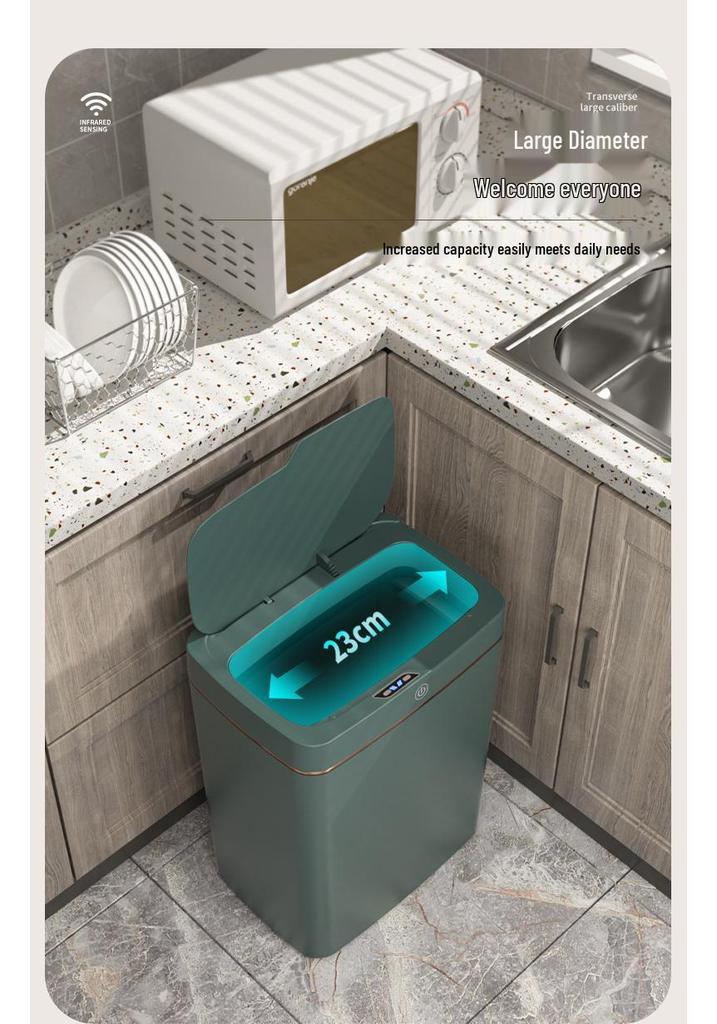 Smart Touchless Induction Trash Can with Automatic Lid & Bagging for Bathroom