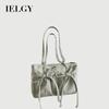 Sweet Bow Lazy Style Large Capacity Pleated All-Match Portable Square Tote Bag
