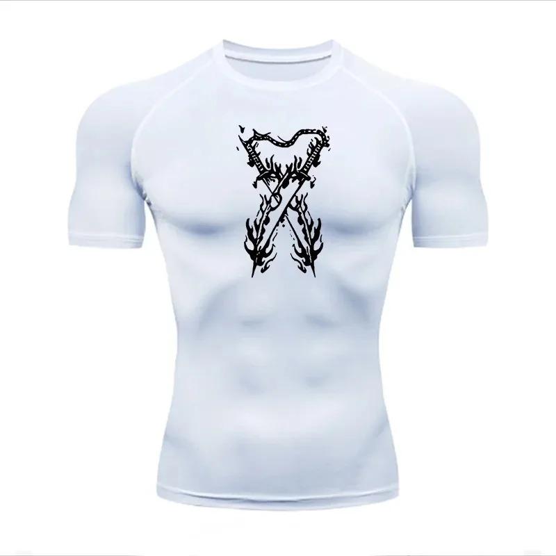 Men's T-shirt Running Sport Compression Jogging Fitness Moisture-Wicking Fashion Tops Tee Quick Dry Gym Casual Running Workouts