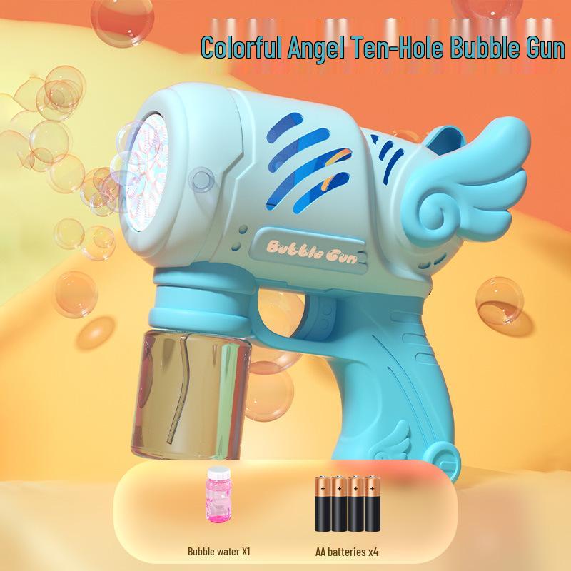Popular 10-Hole Automatic Bubble Gun Toy - Angel Gatling Bubble Blower