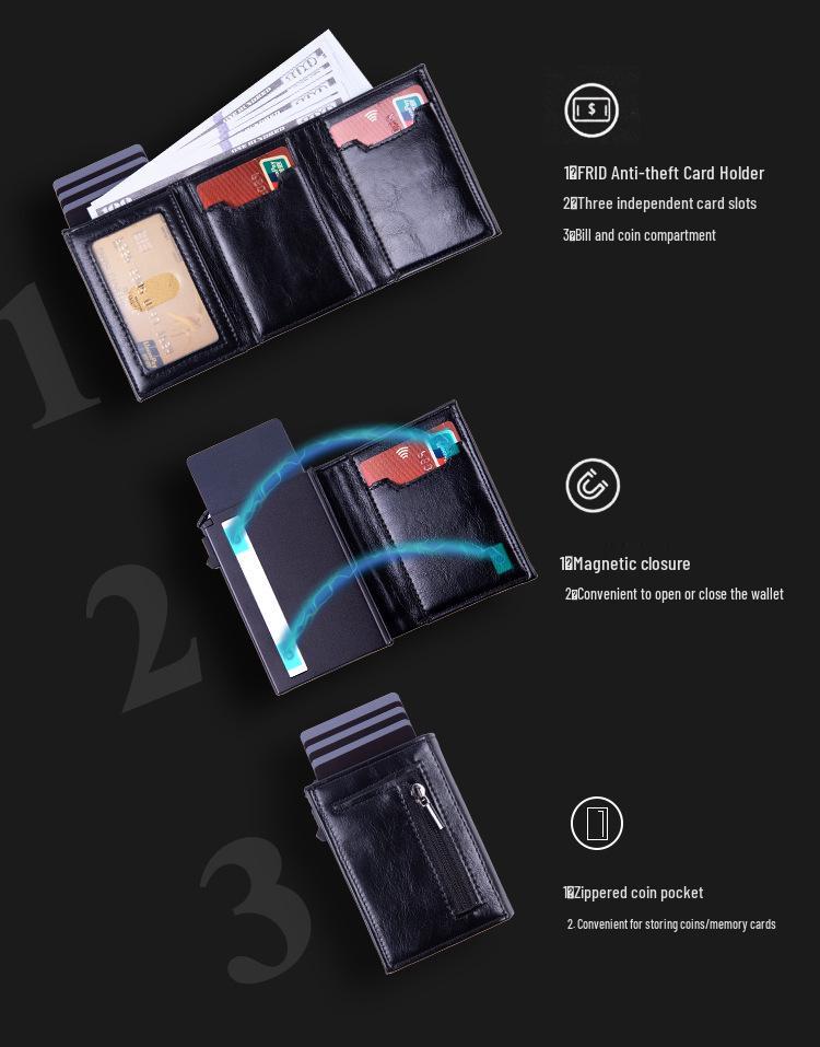 Men's RFID Aluminum Pop-Up Card Holder Wallet with Multi-Card Slots