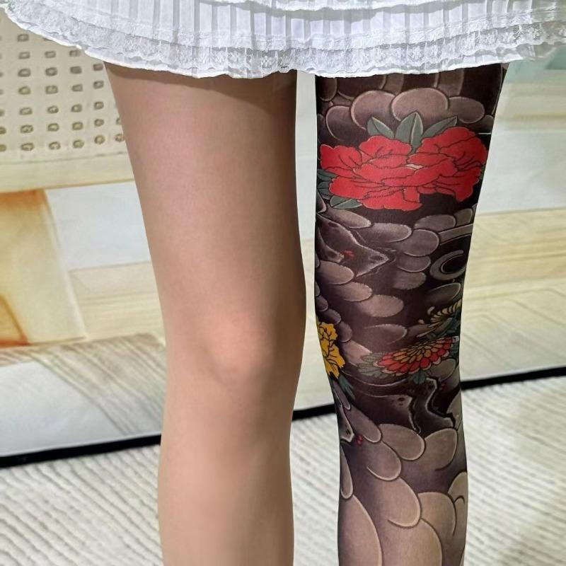 Flower leg leggings, women's thin design, anti hook silk, niche creative, bare leg artifact, sexy spicy girl pantyhose