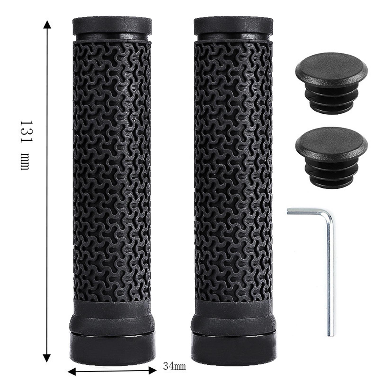2PCS Bicycle Handle Bar Grips MTB Mountain Bike Single-sided Locking Handlebar Cover Rubber Non-slip Cycling Accessories Black BT