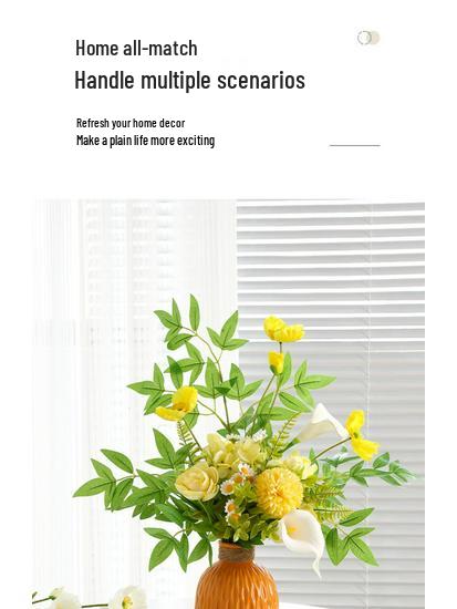 Elegant High-End Artificial Flowers with Ceramic Vase Decor – Luxurious Living Room Arrangement