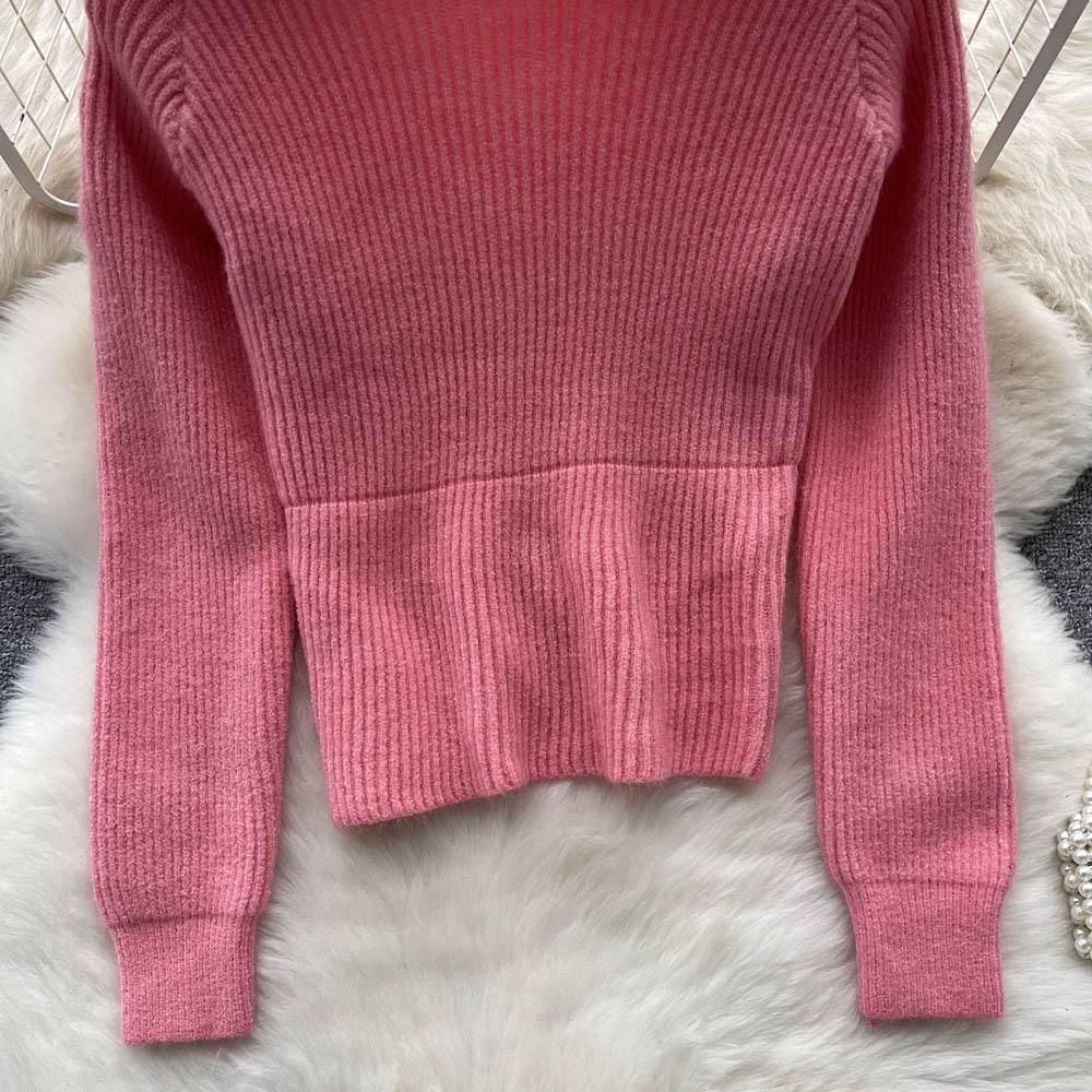 Herbst und Winter Koreanische Kreuz V-ausschnitt Unregelmäßige Lose Dünne Faul Wind Temperament Gestrickte Pullover