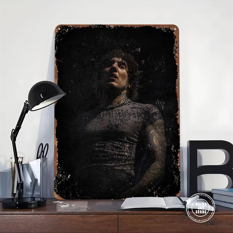 Oliver Sykes Portrait Poster Customized Wall Art Vintage Metal Signs Retro Tin Plaque for Man Cave Garage Decoration Room Decor
