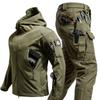 Tactical Waterproof Men Camo Set Soft Shell Fleece Winter Combat Suit Windbreak Warm Multi Pocket Outdoors Training Uniform