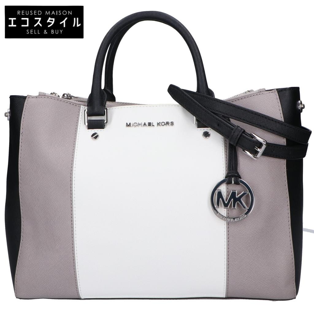 MICHAEL KORS [Excellent Condition] 30T4SJTS7L Leather 2-Way Shoulder Bag Tote Bag Gray / White / BlackUsed