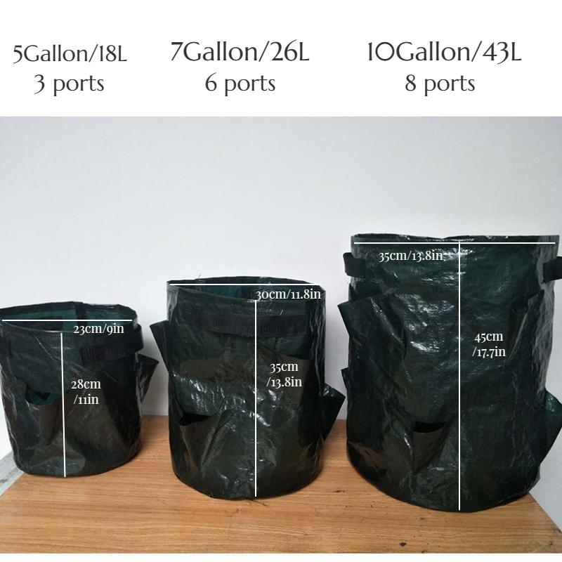 

5/7/10 Gallon PE Strawberry Planter Grow Bags Potato Pot Gardening Pots Home Jardin Flower Veg Tomato Planting Tools Container 5Gallon