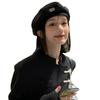 Fashionable Black Beret For Women Large Head Size Face Slimming Design