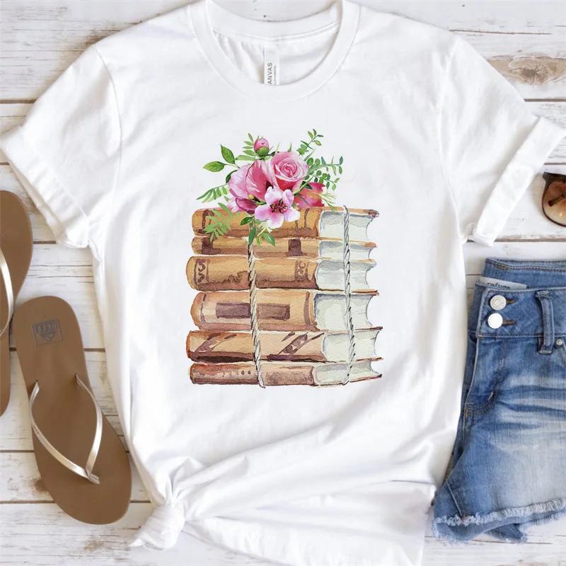 Womens Shortsleeved Tshirt Fashion Book Print Base Shirt Graphic T Shirts  Harajuku  Aesthetic Clothes