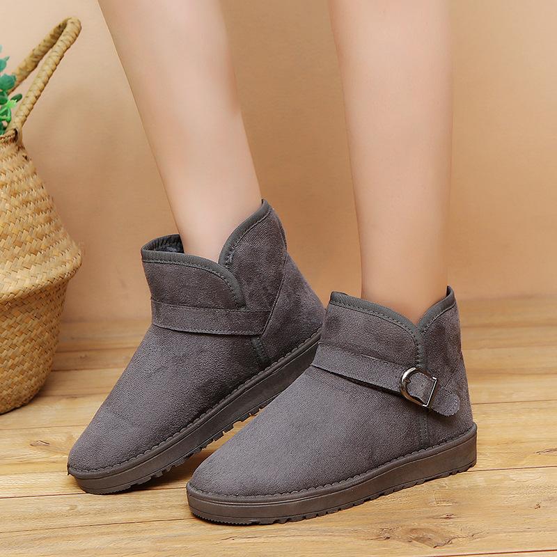 

Большие осенне-зимние новые зимние ботинки 2023, женские утепленные противоскользящие ремни с пряжкой на плоской подошве