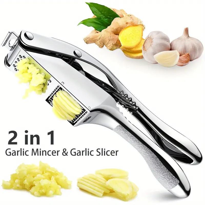 Moderne minimalistische Knoblauchpresse und -schneider aus Metall für den Heimgebrauch und als Geschenk