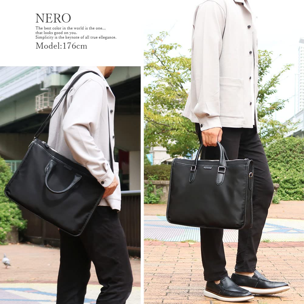 STEFANOMANO Time Premium Limonta Nylon and Genuine Large Made in Italian Leather Business Perfect for Commuting and with Shoulder Item [Limited Offer]