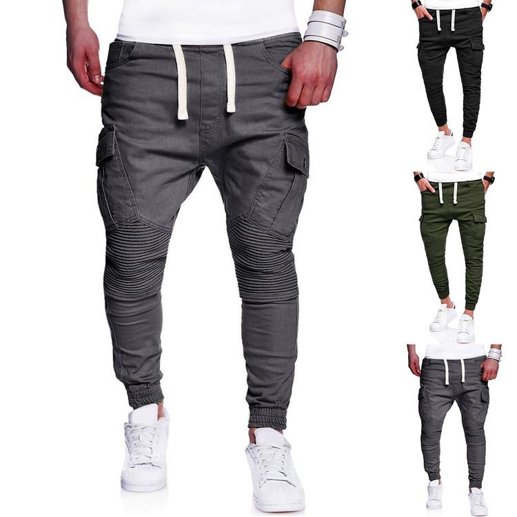 Buy Men Solid Pleated Drawstring Cargo 