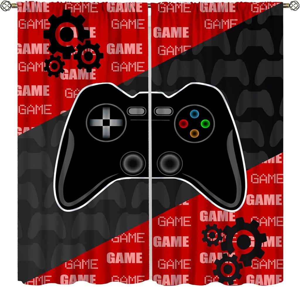 Modern Game Curtains Cartoon Abstract Colour Pigment Creative Electronic Video Gamepad Windows Treatments Insulation Curtain Thermal Polyester