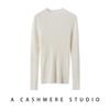 Women's Striped Slim-Fit Cashmere Knit Half-High Neck Top for Fall/Winter