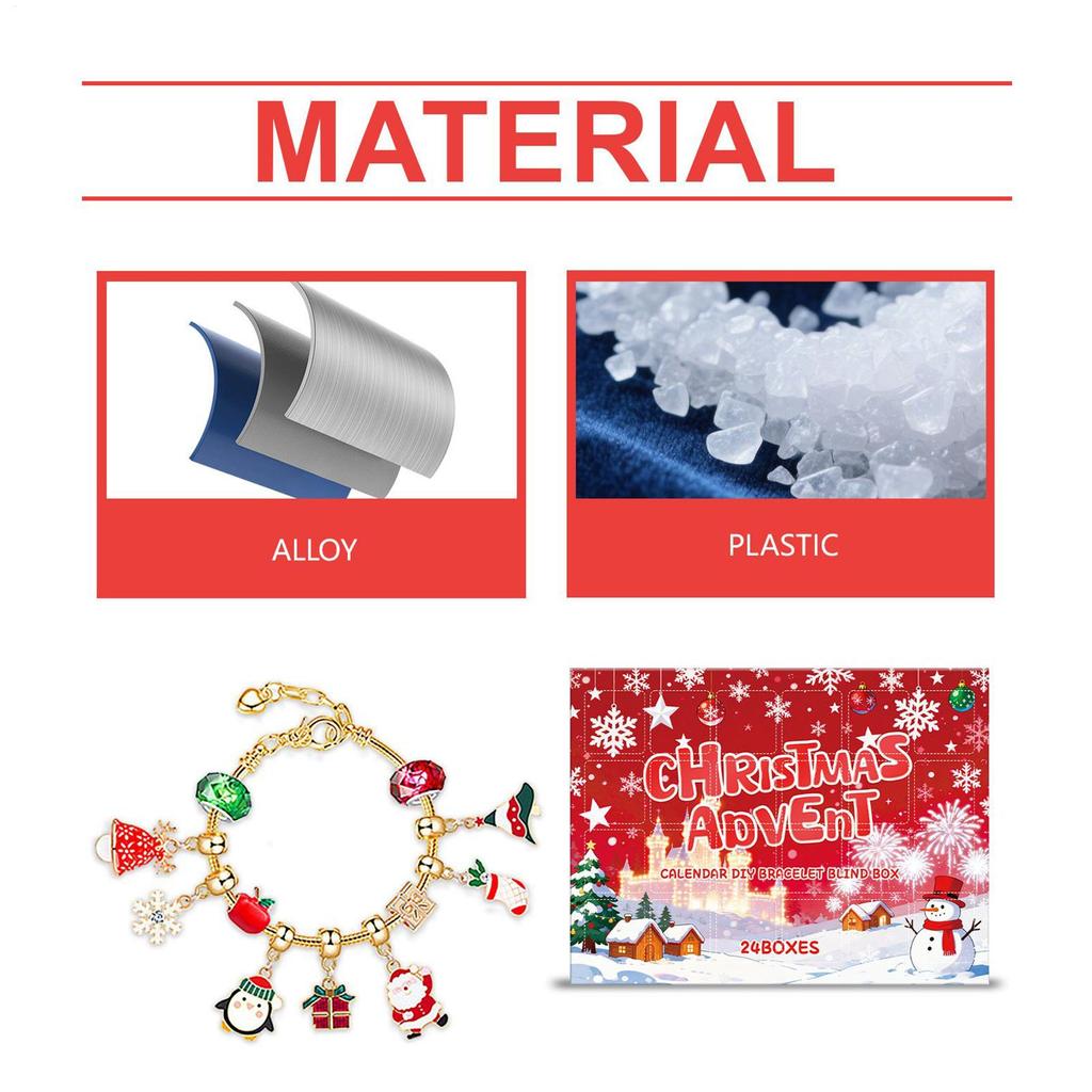 Jewelry Calendar Advent 24-Days Jewelry Making Countdown Charm Beads Bracelets For Kids Teens Girls Adults Vacation Holiday