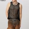 INCERUN Men Summer Hollow Sleeveless Vest Casual Loose Party Beach Net Yarn Tank Tops