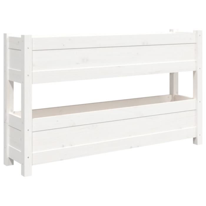 VidaXL Jardinière Blanc 112x25x66 cm Bois massif de pin 823928