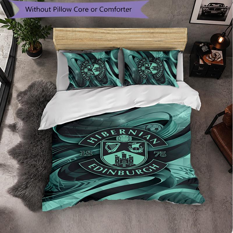 Biancheria da Letto a Tema Hibernian FC Set 3 Pezzi Copripiumino Biancheria da Letto Decorativa Per Stanza Adolescenti Decorazione Casa