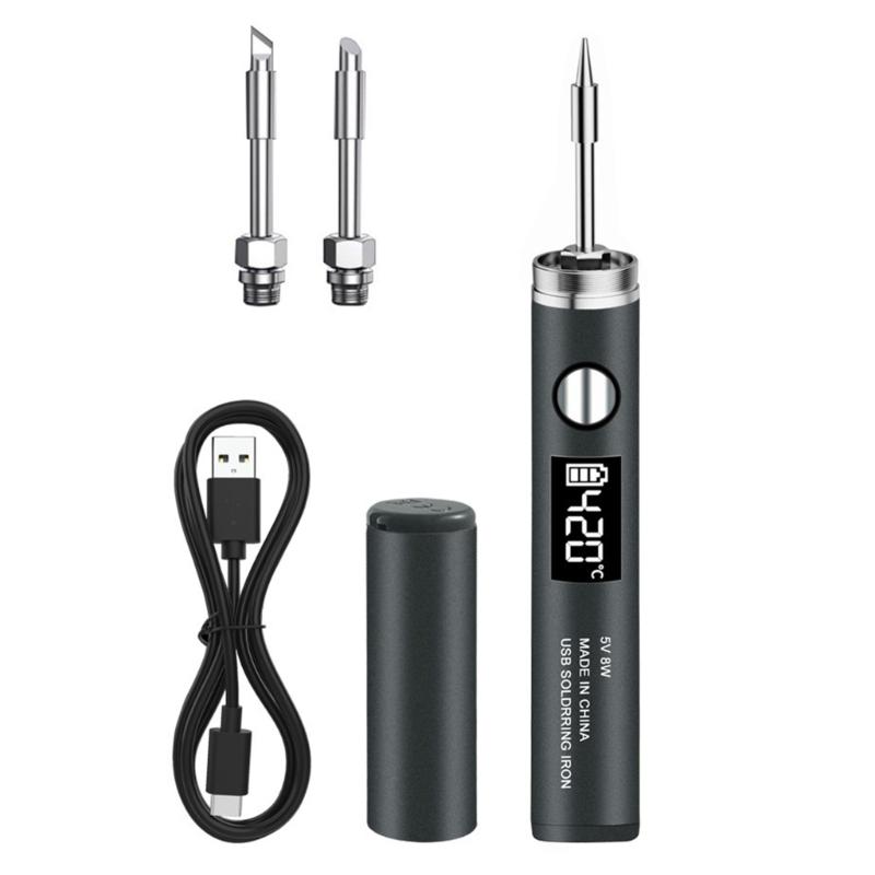 

Adjustable Temperature Electric Soldering Iron USB Type C Charging Port Portable DIY Electronics Tool Replaceable Tip