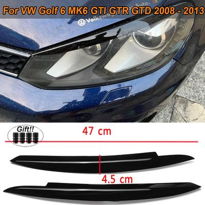 2PCS Augenlid Front Scheinwerfer Augenbraue Abdeckung Auge Deckel Trim Aufkleber Für Volkswagen VW Golf 6 MK6 GTI GTR 2008-2013 auto